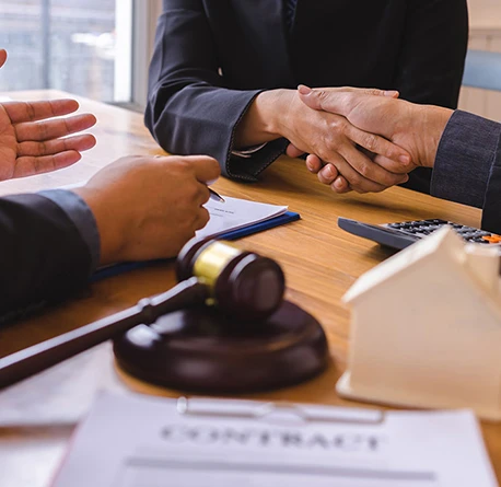 Group of professionals discussing over a table with legal documents, highlighting teamwork and expert legal consultations.